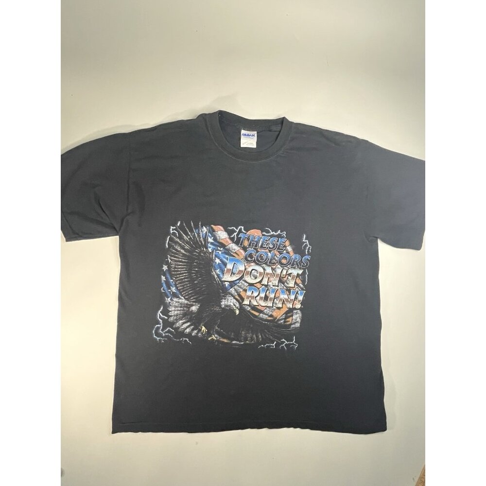 These Colors Don't Run Vintage T-Shirt Patriotic Bald Eagle & American Flag